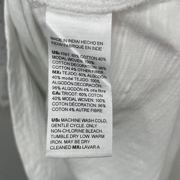 Chico’s Laser Cut Eyelet Slub White Tee - Picture 6 of 7